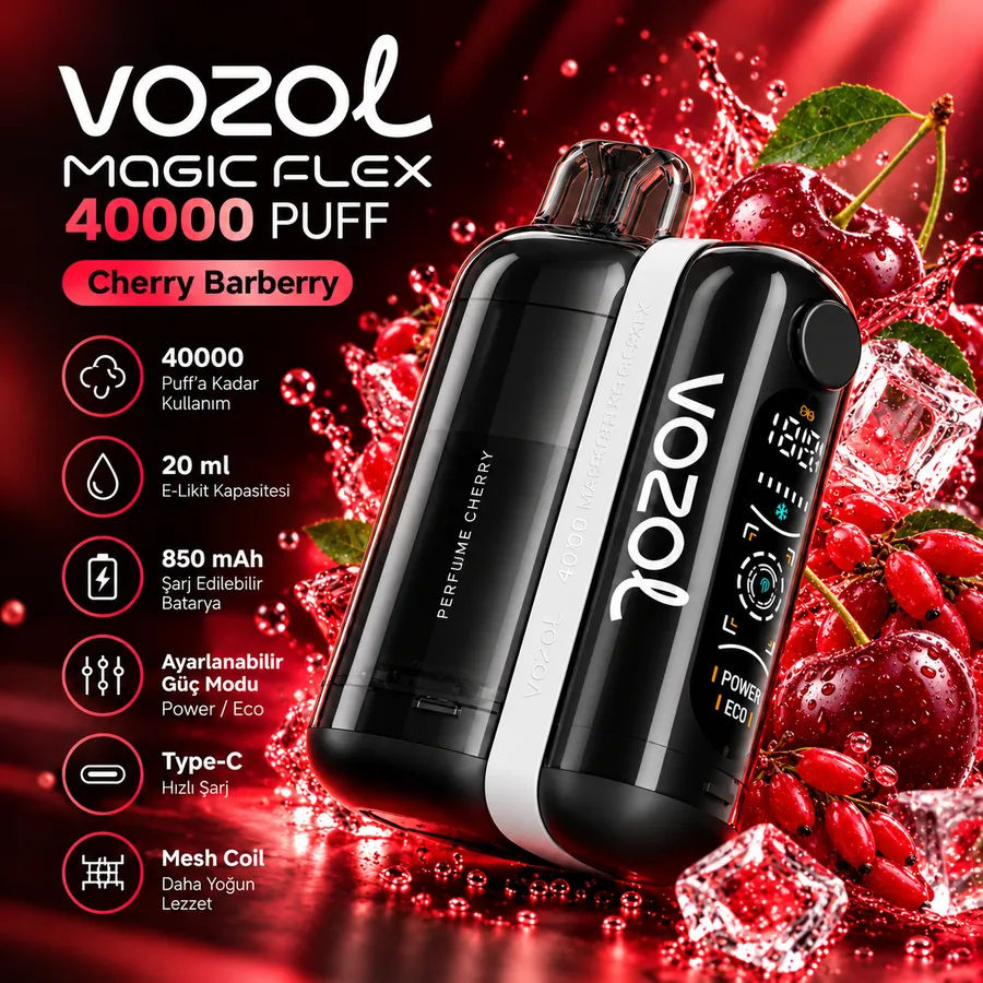 VOZOL MAGIC FLEX 40000 Puff Cherry Barberry VOZOL MAGIC FLEX 40000 Puff Cherry Barberry