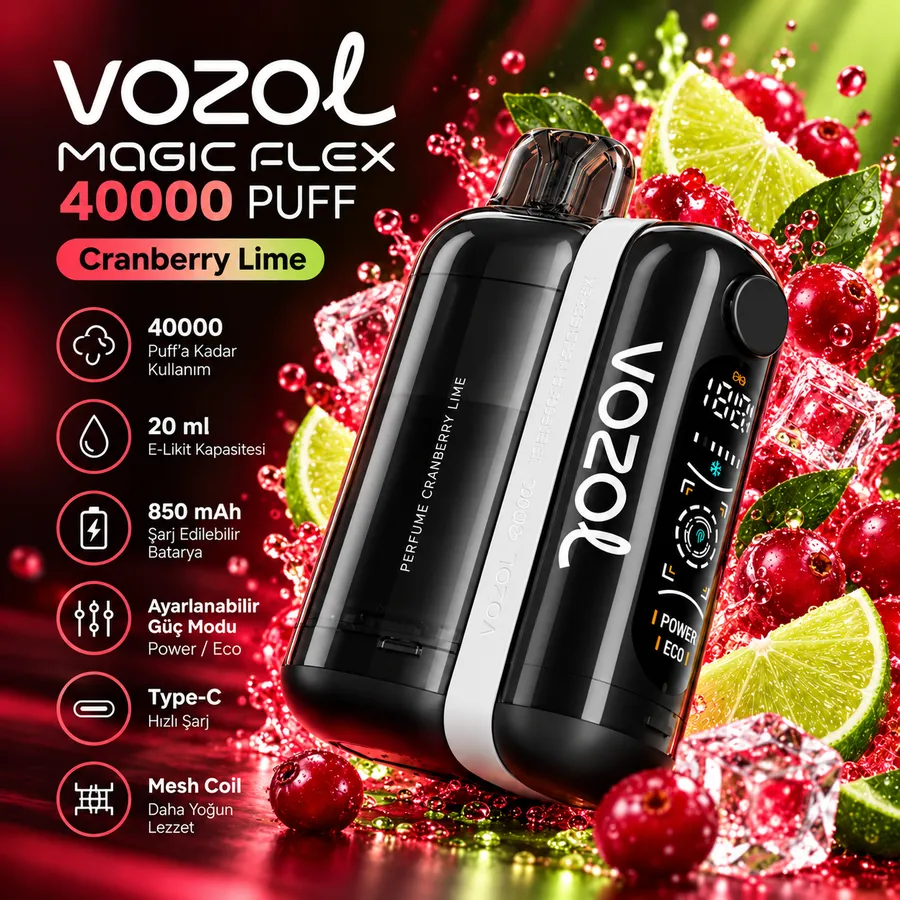 VOZOL MAGIC FLEX 40000 Puff Cranberry Lime VOZOL MAGIC FLEX 40000 Puff Cranberry Lime