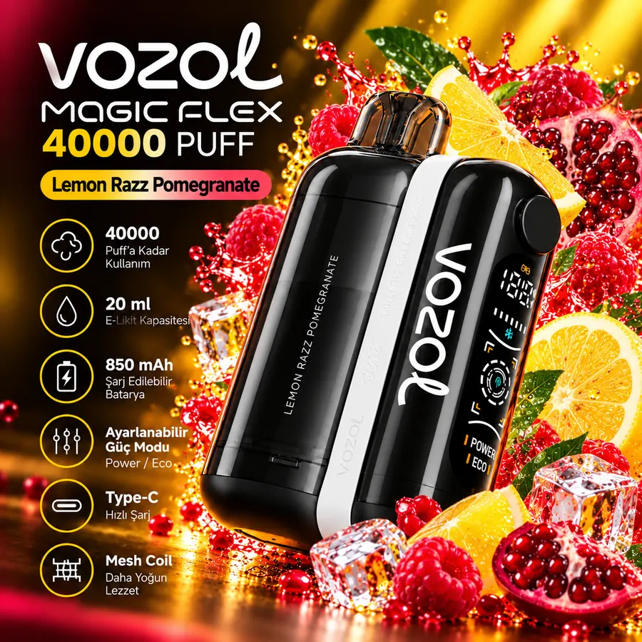 VOZOL MAGIC FLEX 40000 Puff Lemon Razz Pomegranate VOZOL MAGIC FLEX 40000 Puff Lemon Razz Pomegranate