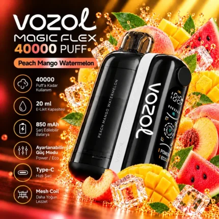 VOZOL MAGIC FLEX 40000 Puff Peach Mango Watermelon