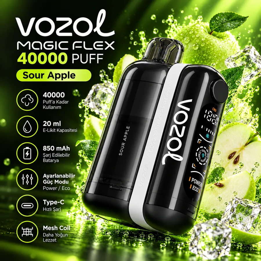 VOZOL MAGIC FLEX 40000 Puff Sour Apple VOZOL MAGIC FLEX 40000 Puff Sour Apple