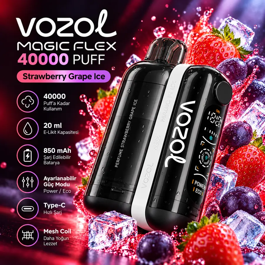 VOZOL MAGIC FLEX 40000 Puff Strawberry Grape Ice VOZOL MAGIC FLEX 40000 Puff Strawberry Grape Ice